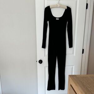 Oh Polly Black Long Sleeve Flare Jumpsuit